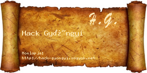 Hack Gyöngyi névjegykártya