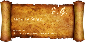 Hack Gyöngyi névjegykártya